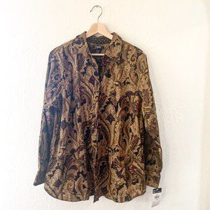 Chaps Bohemian Paisley Button Up Dress Shirt